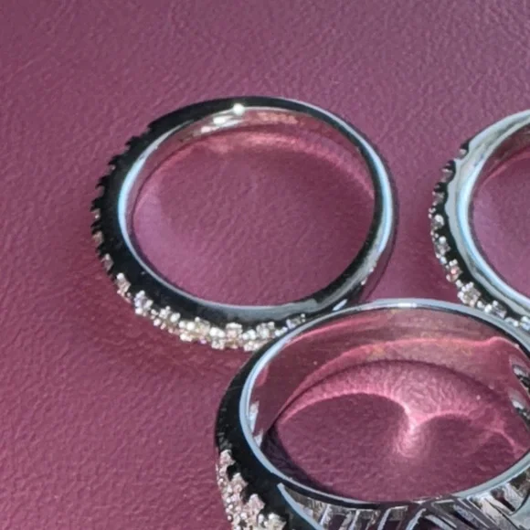 Elegant Silver 925 Band Ring 3 piece set - Picture 5 of 7